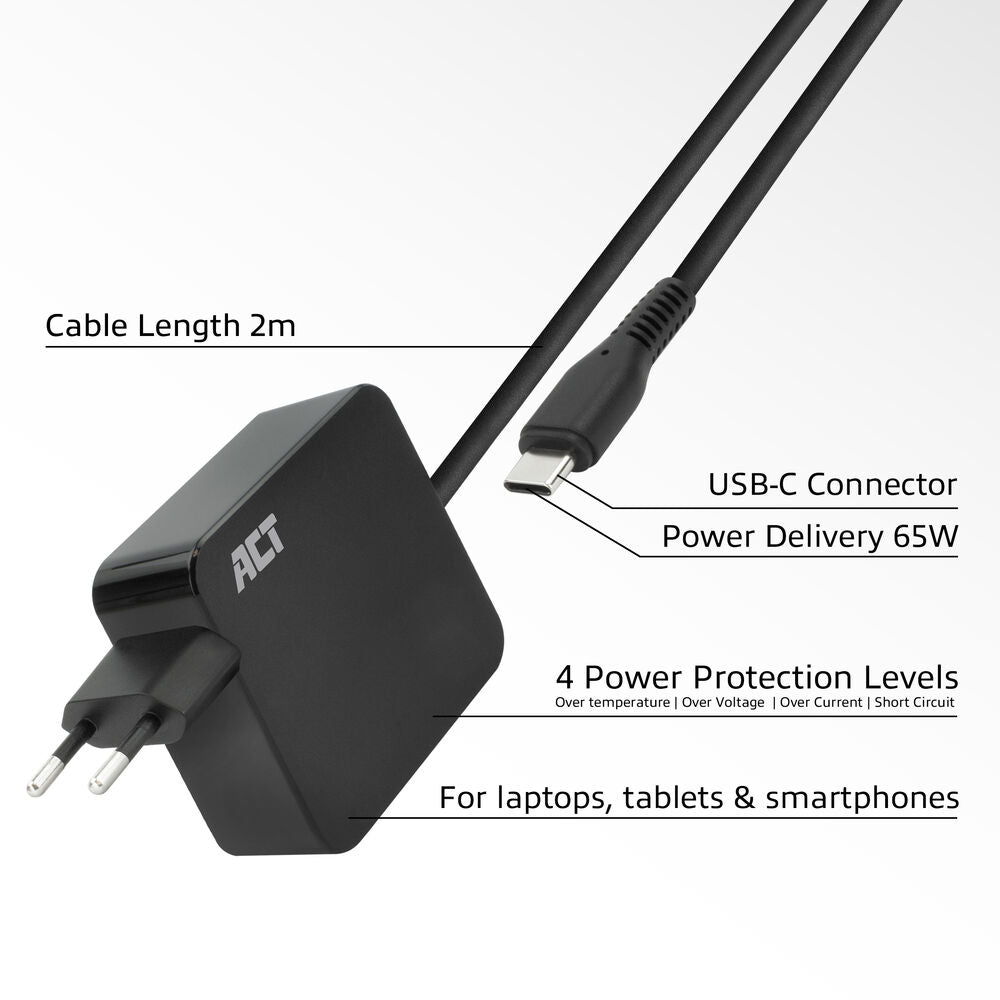 USB-C laptoplader 65W met Power Delivery-profielen, 2 meter