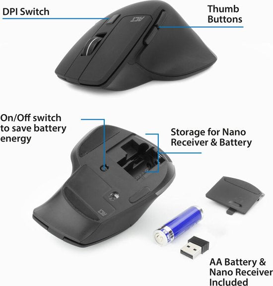 ACT AC5151 Draadloze muis 2400 DPI, stille klik