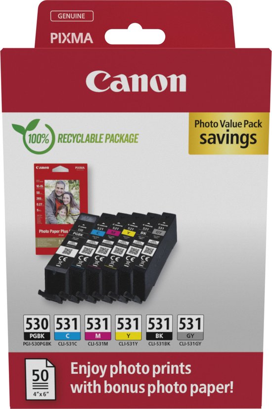 CANON PGI-530/CLI-531 PGBK/C/M/Y/BK/GY Photo Value pack