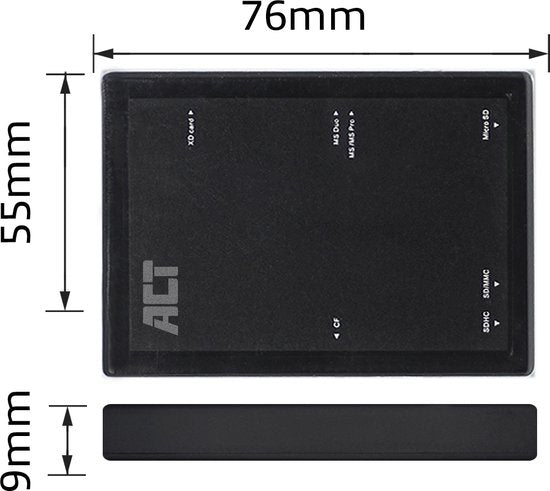 ACT USB Cardreader met USB-A connector en 5 kaartsleuven - voor (Micro) SD/MMC/TF/XD/CF/Memory Stick - USB3.0 AC6370