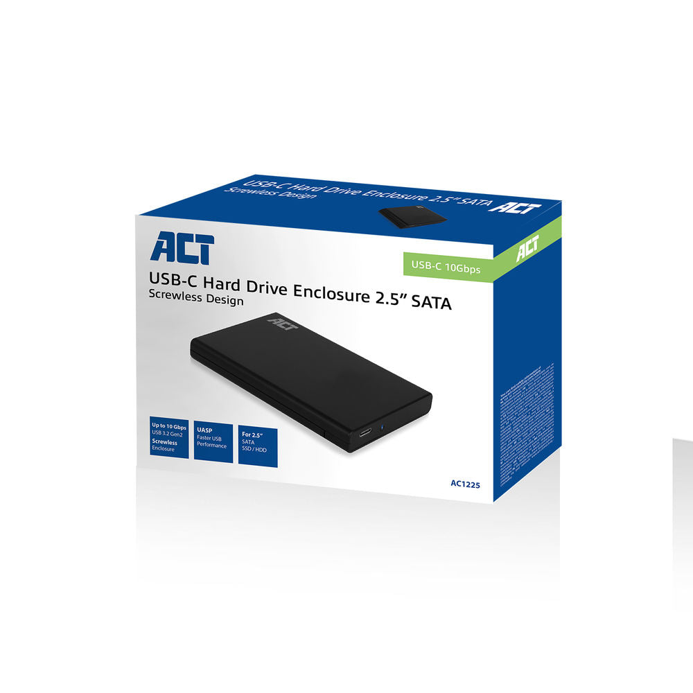 Act AC1225 2.5" SATA hard drive behuizing, schroefloos, USB-C 3.2 Gen2