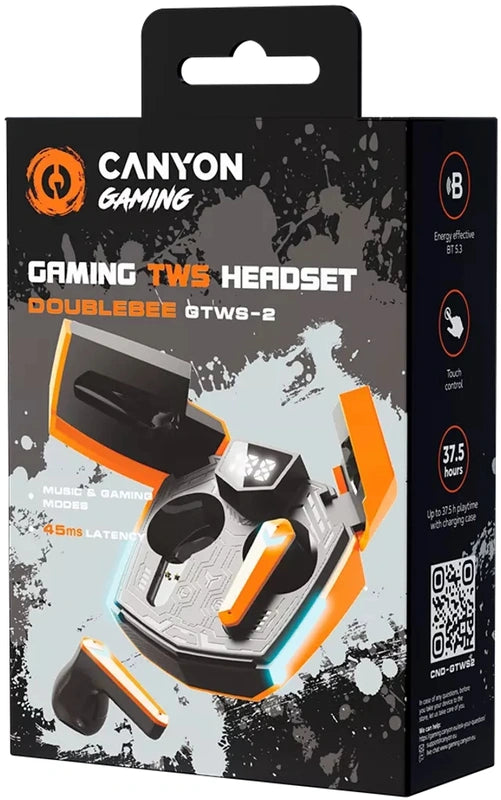 Canyon Gaming Headset GTWS-2 In-Ear/BT/Stereo/Touch oranje retail