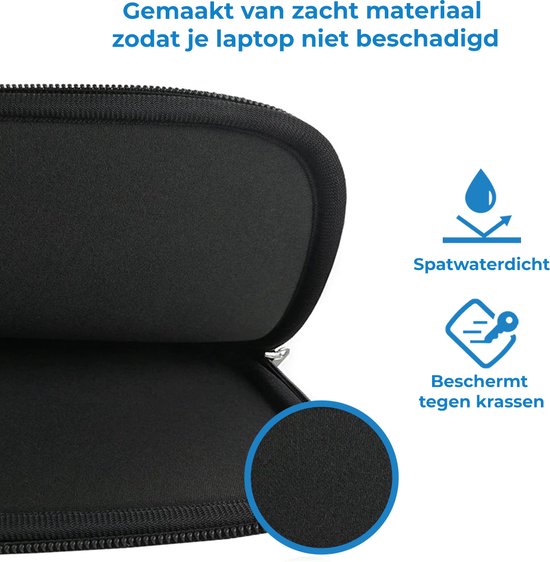 Case2go - Laptop Sleeve geschikt voor Macbook en Laptop - met extra vak voor Tablet - 13.3 inch - Zwart