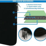 Case2go - Laptop Sleeve geschikt voor Macbook en Laptop - met extra vak voor Tablet - 13.3 inch - Zwart