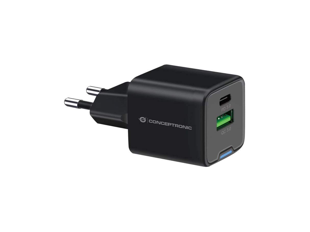 CONCEPTRONIC Lader 2Port 20W,1xUSB-C,1xUSB-A 1.5m zwart