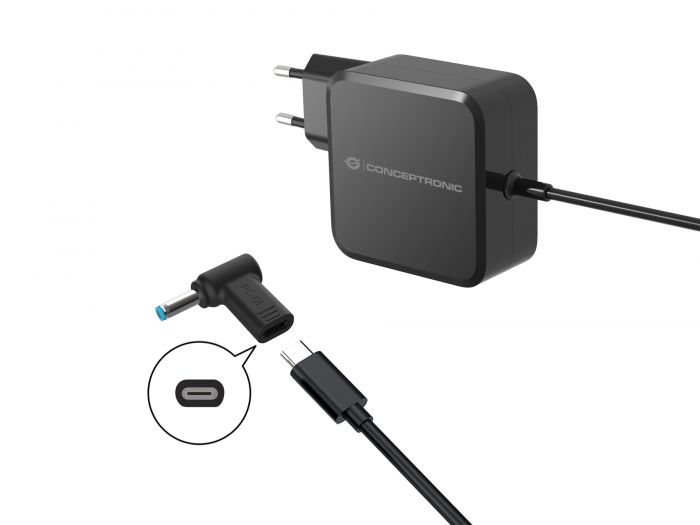 CONCEPTRONIC Adapter USB-C -> DC, HP 4.5x3.0mm 18-20V zwart