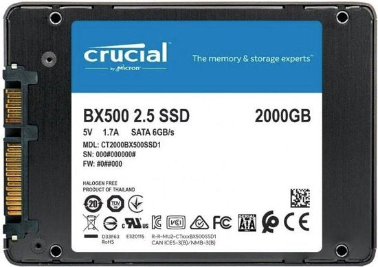 SSD 2TB Crucial 2,5" (6.3cm) BX500 SATAIII 3D 7mm retail