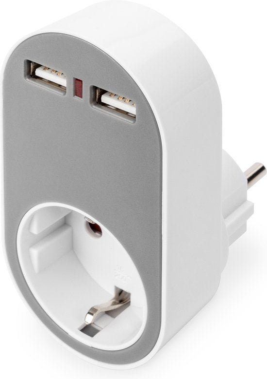 DIGITUS universele Steckdosenadapter met 2 x USB-A