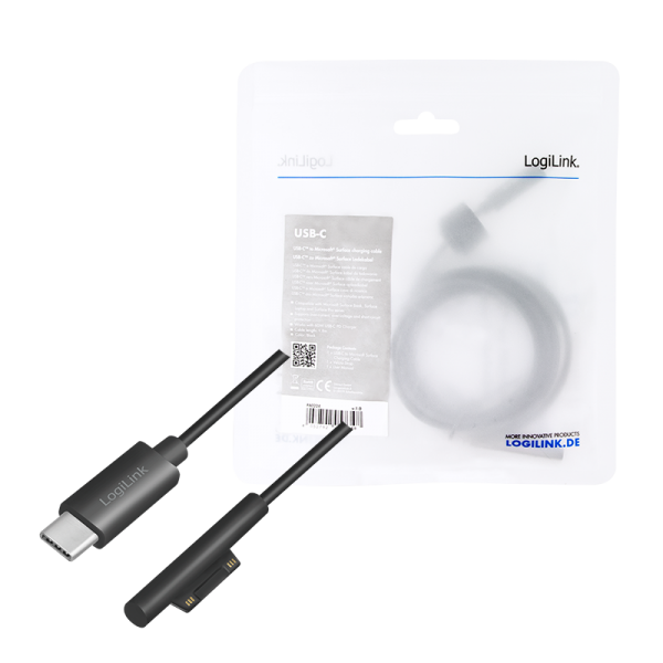 LogiLink USB-C oplaadkabel zu Microsoft Surface 1,8m, zwart