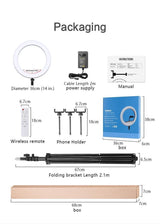 Ringlamp met Statief voor 3 Smartphones - In Hoogte Verstelbare Ring Lamp tot 200 cm