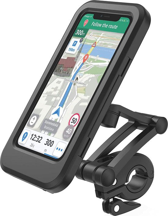 RealPower TourProtect universele telefoonhouder voor fiets, bromfiets of motor - Geschikt voor smartphones tot 6,7 inch - Spatwaterdicht - Navigatiehouder voor fiets - zwart