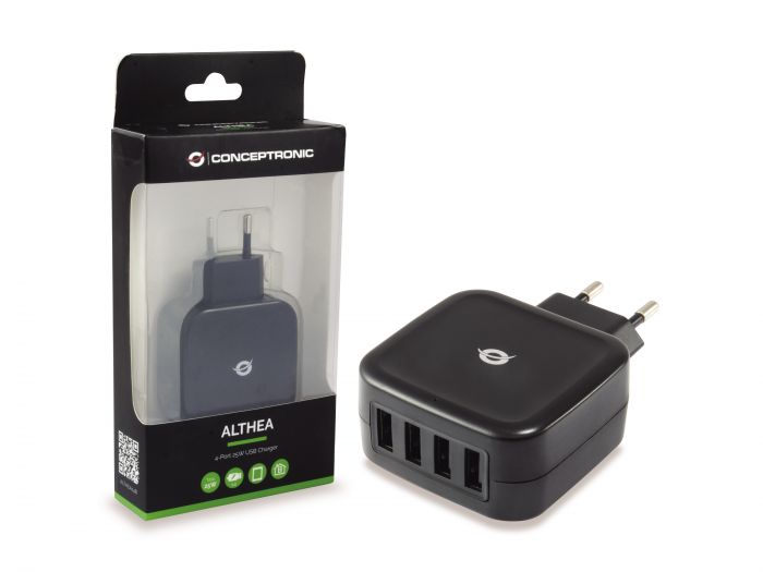 CONCEPTRONIC Lader 4Port 25W,USB-A zwart