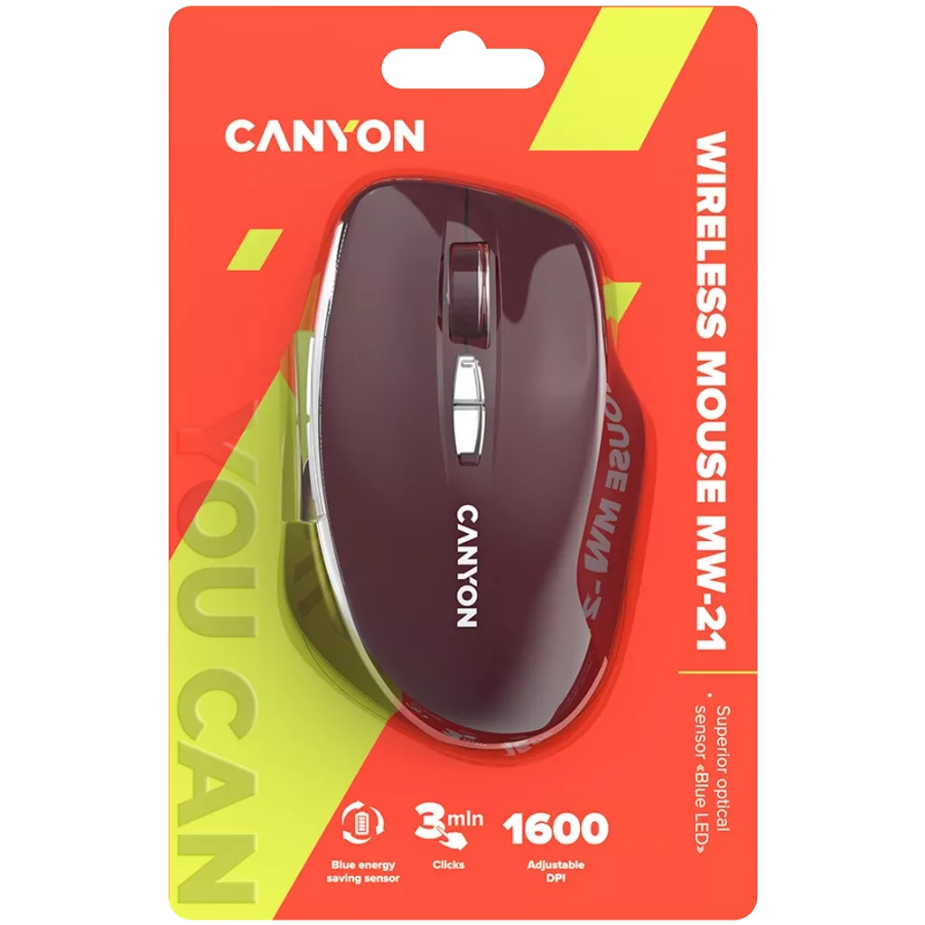 Canyon Wireless Mouse MW-21 Optical/2.4 GHz/7 Keys red retail