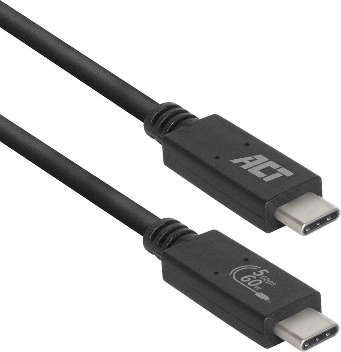 ACT AC7402 Gecertificeerde USB-C Kabel - 3.2 Gen1 - Aansluitkabel - C male - C male - 5Gbps - Zwart - 2 meter